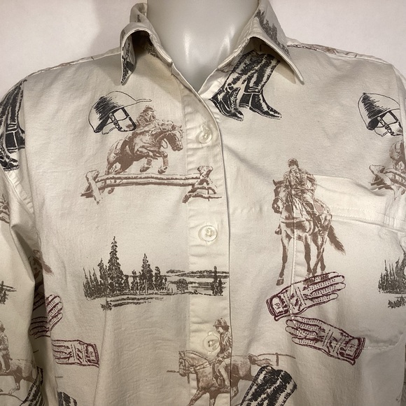 Bit & Bridle Ladies Equestrian Rider long sleeve button down shirt size medium - Picture 2 of 7